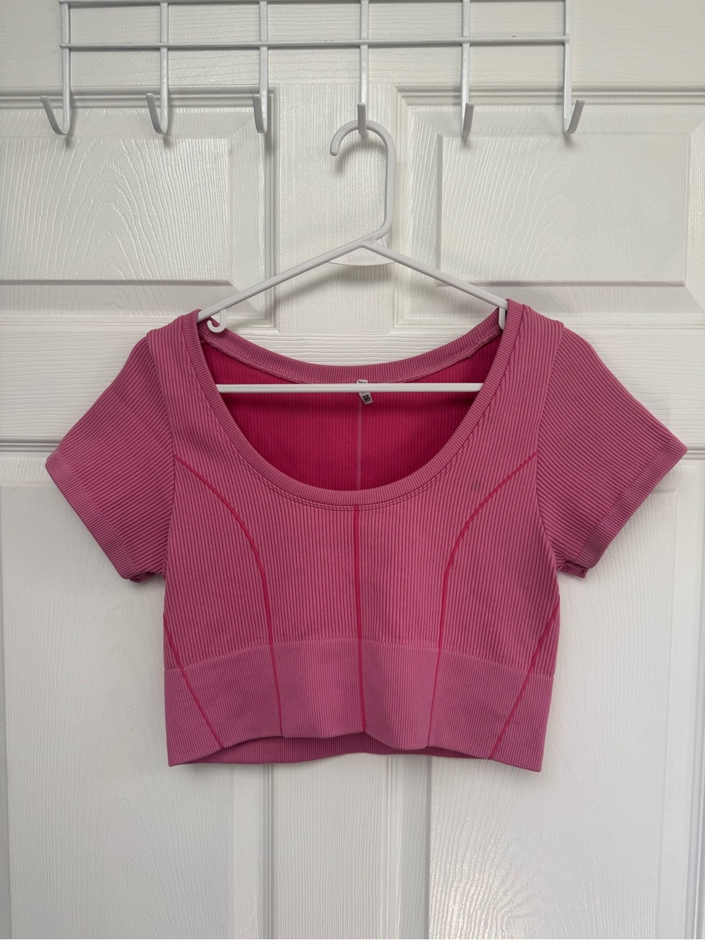 Aerie Scoop-Neck Ribbed Pink Crop Top